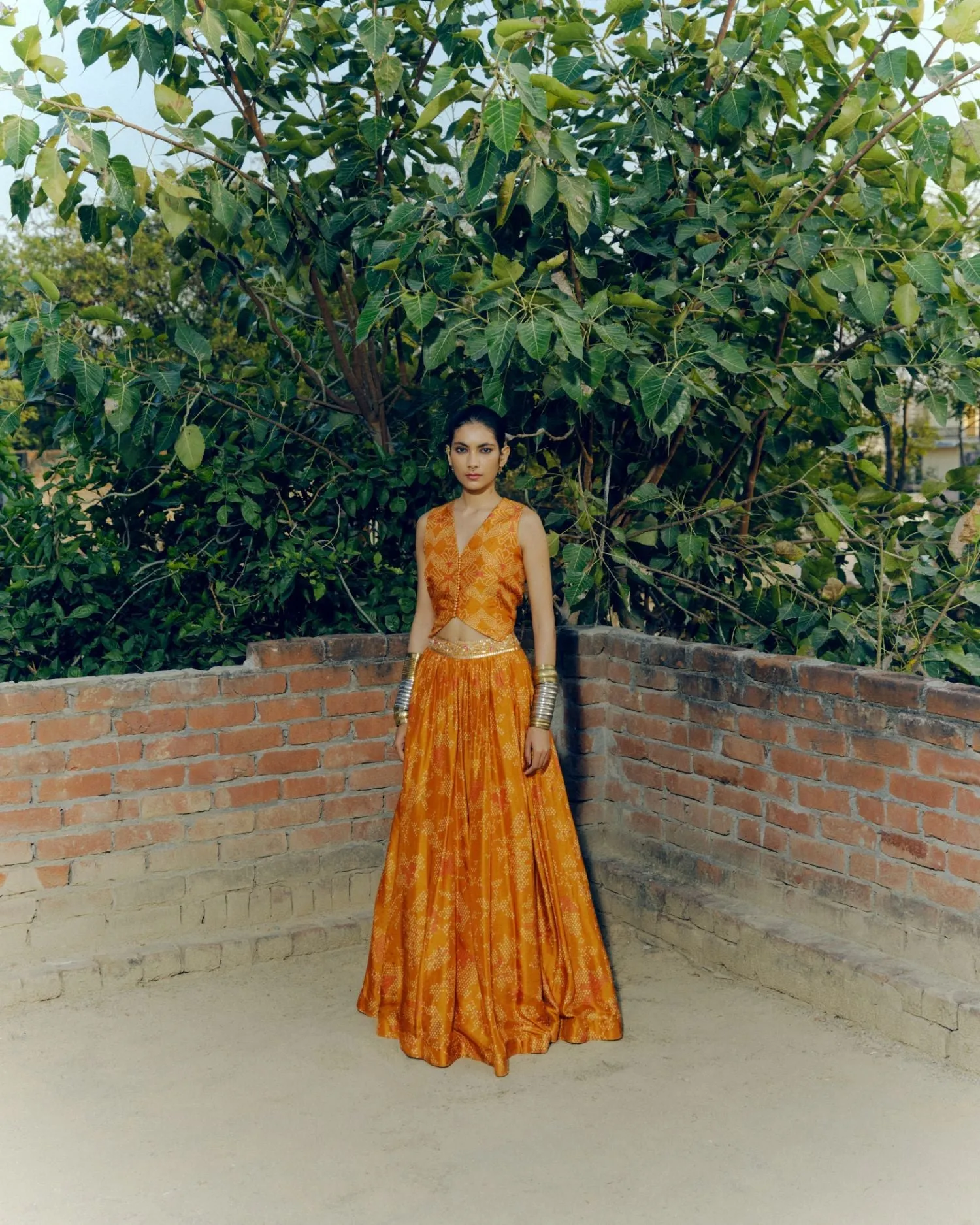 Ochre lehenga set