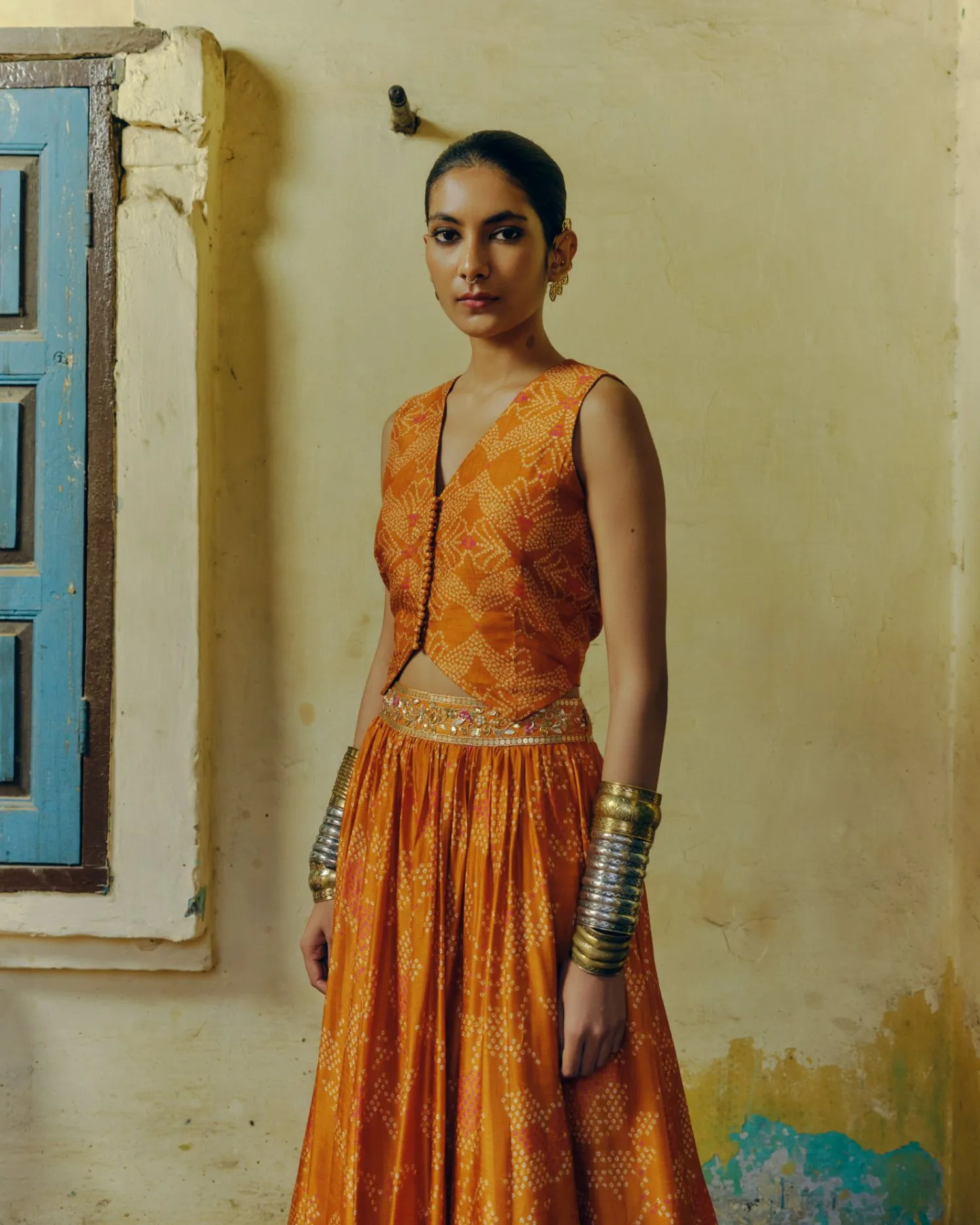 Ochre lehenga set