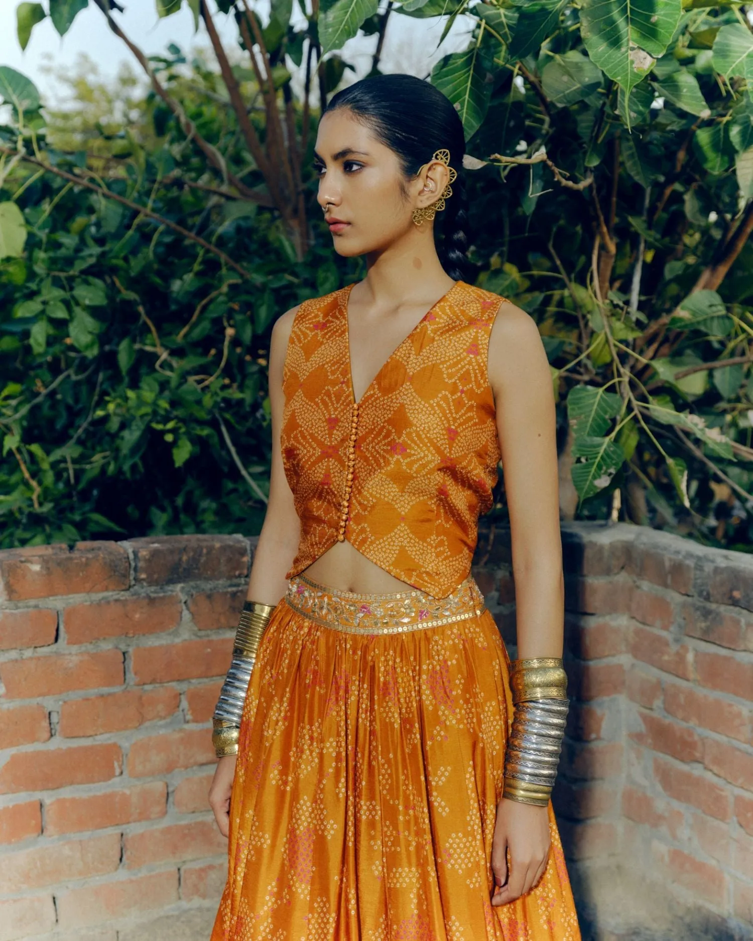 Ochre lehenga set