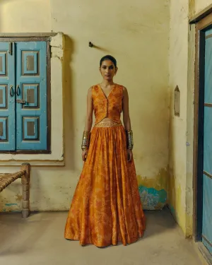 Ochre lehenga set