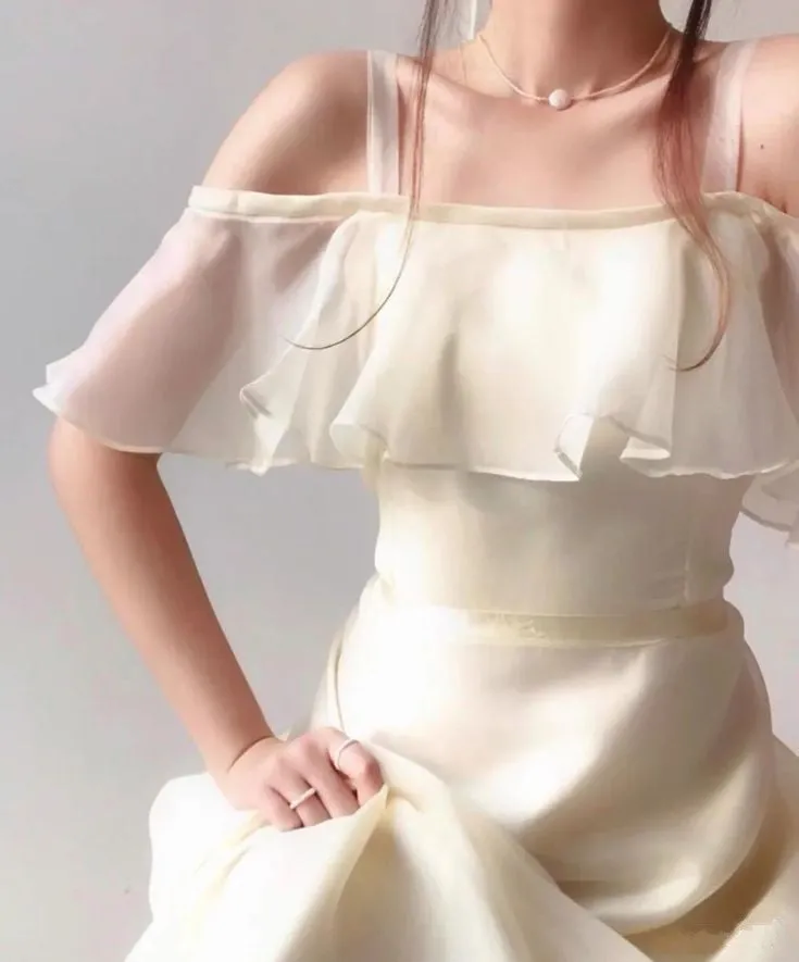 Off White Organza Sheath Long Prom Dress Evening Dress       fg7215