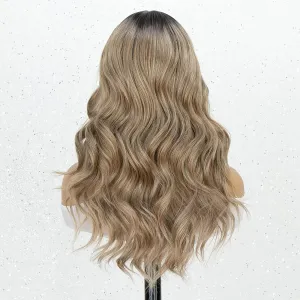 Ombre Black Roots Middle Part Wavy Lace Wig