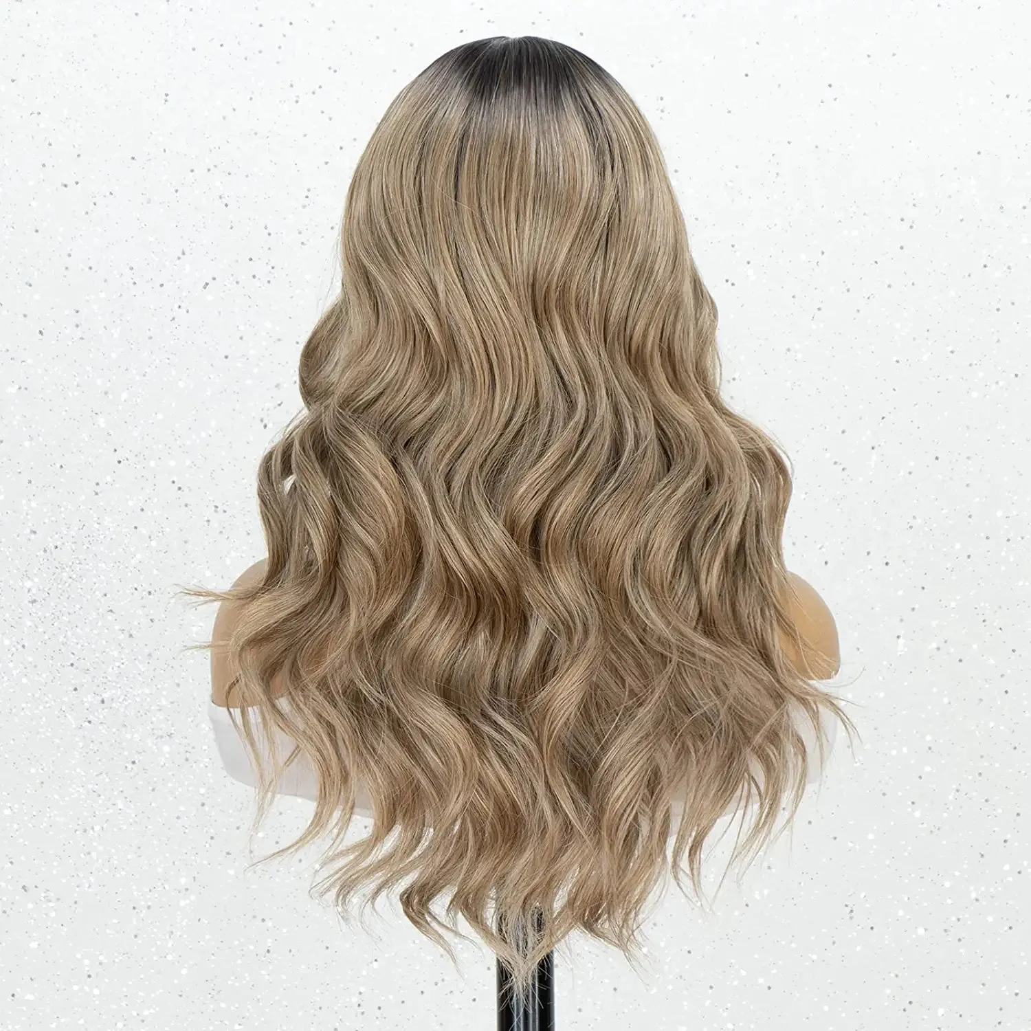 Ombre Black Roots Middle Part Wavy Lace Wig