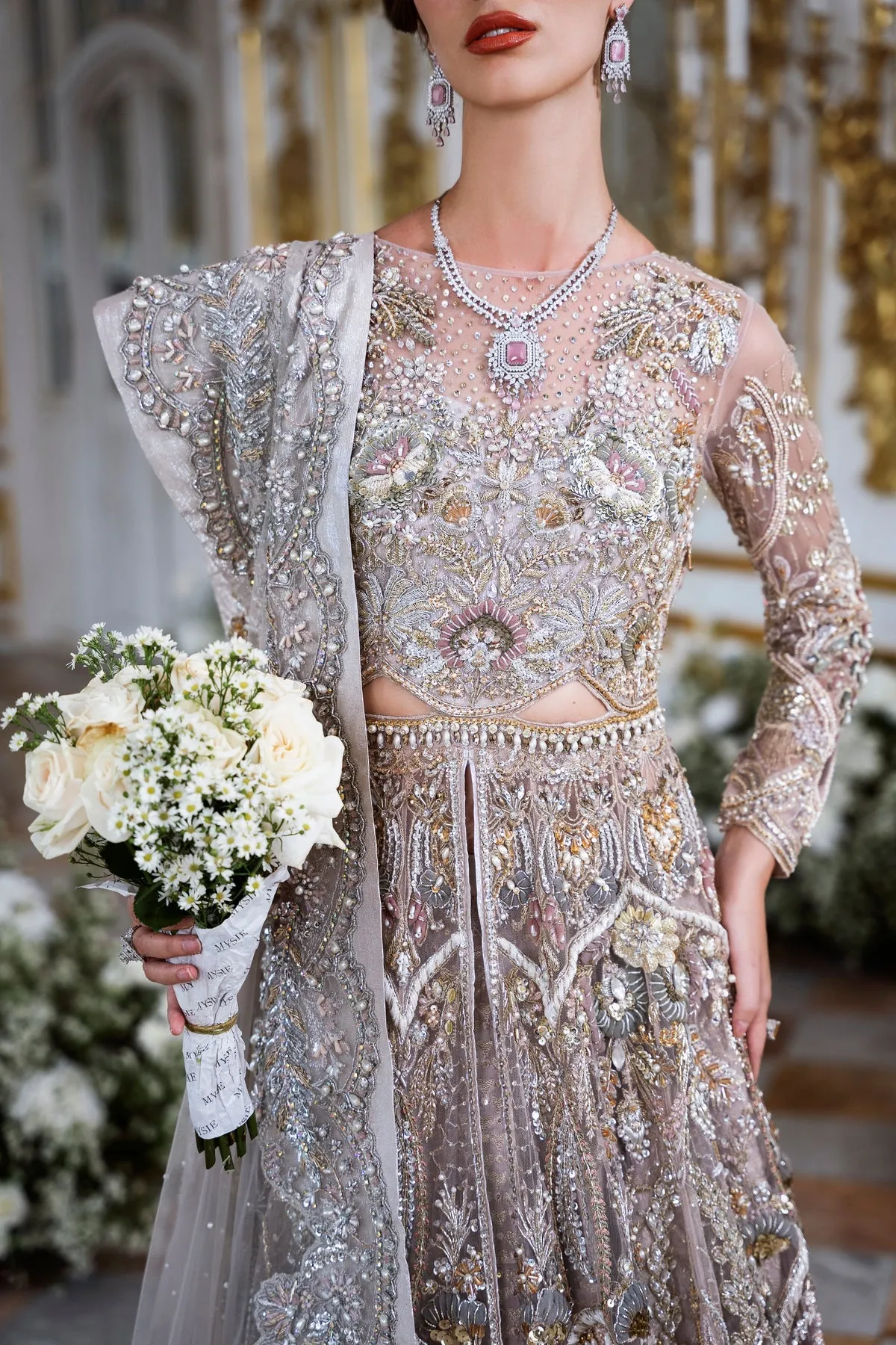 Open Gown and Wedding Lehenga Pakistani Bridal Dress