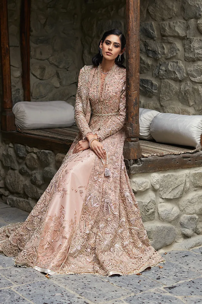 Open Gown Lehenga Dupatta Pink Pakistani Bridal Dress