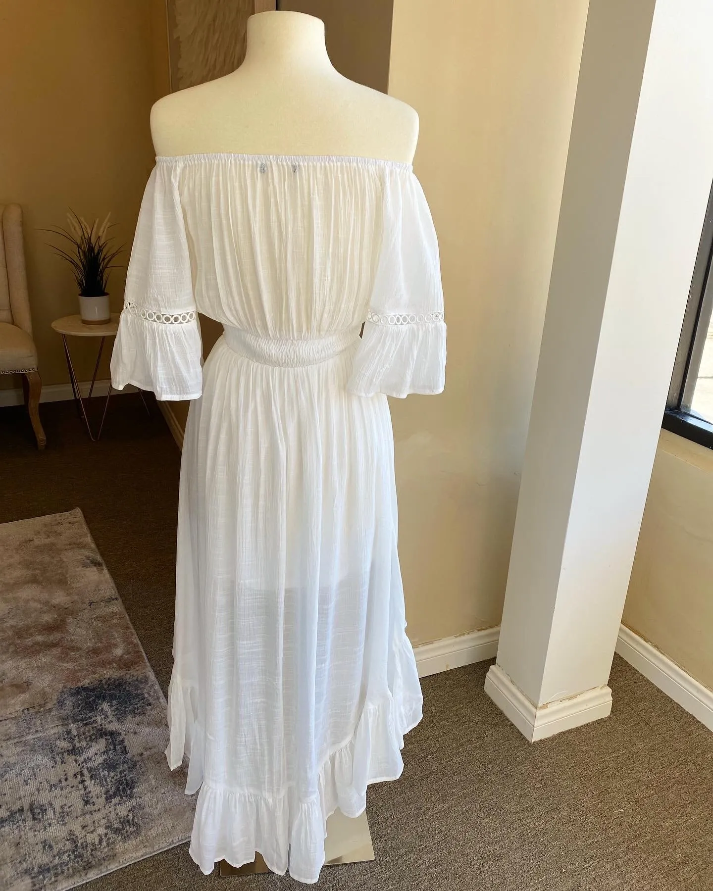 O/S Linen Flowy High Low Dress