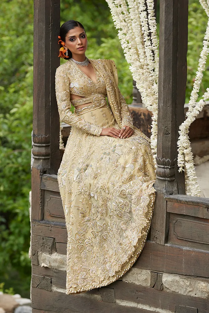 Pakistani Bridal Dress in Gown Dupatta Lehenga Style
