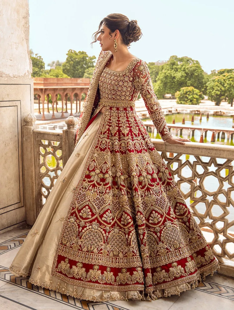 Pakistani Bridal Dress in Open Gown and Lehenga Style