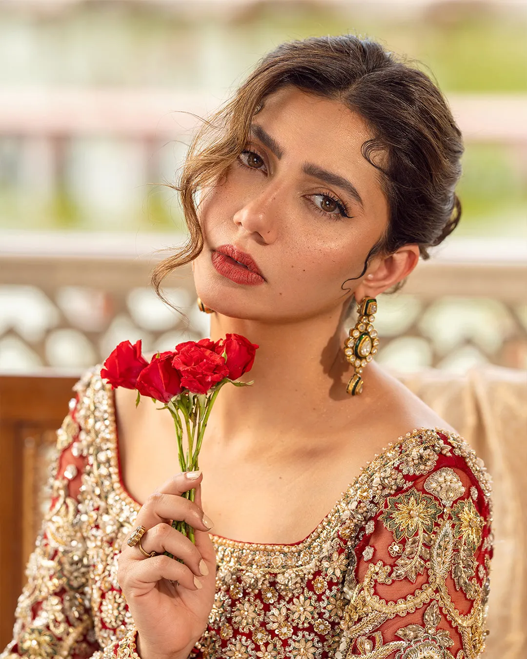 Pakistani Bridal Dress in Open Gown and Lehenga Style