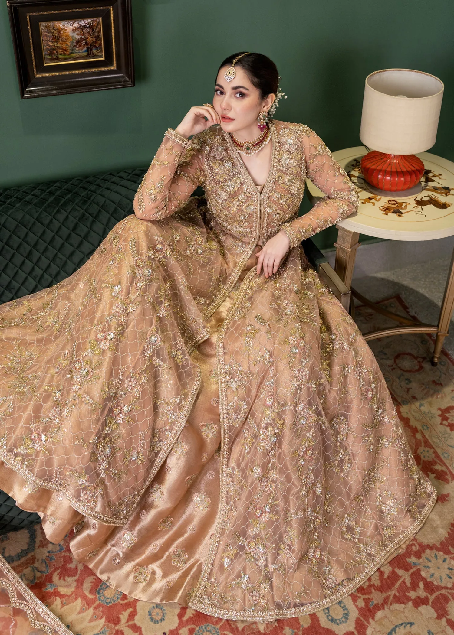 Pakistani Bridal Dress in Pishwas Frock Lehenga Style