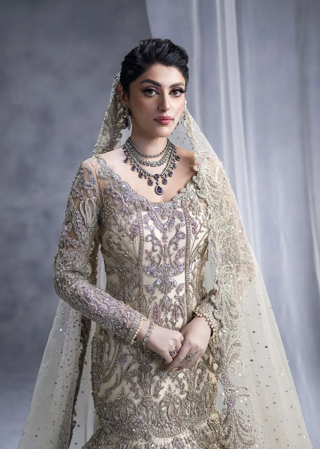 Pakistani Bridal Dress in Wedding Gown Dupatta Style