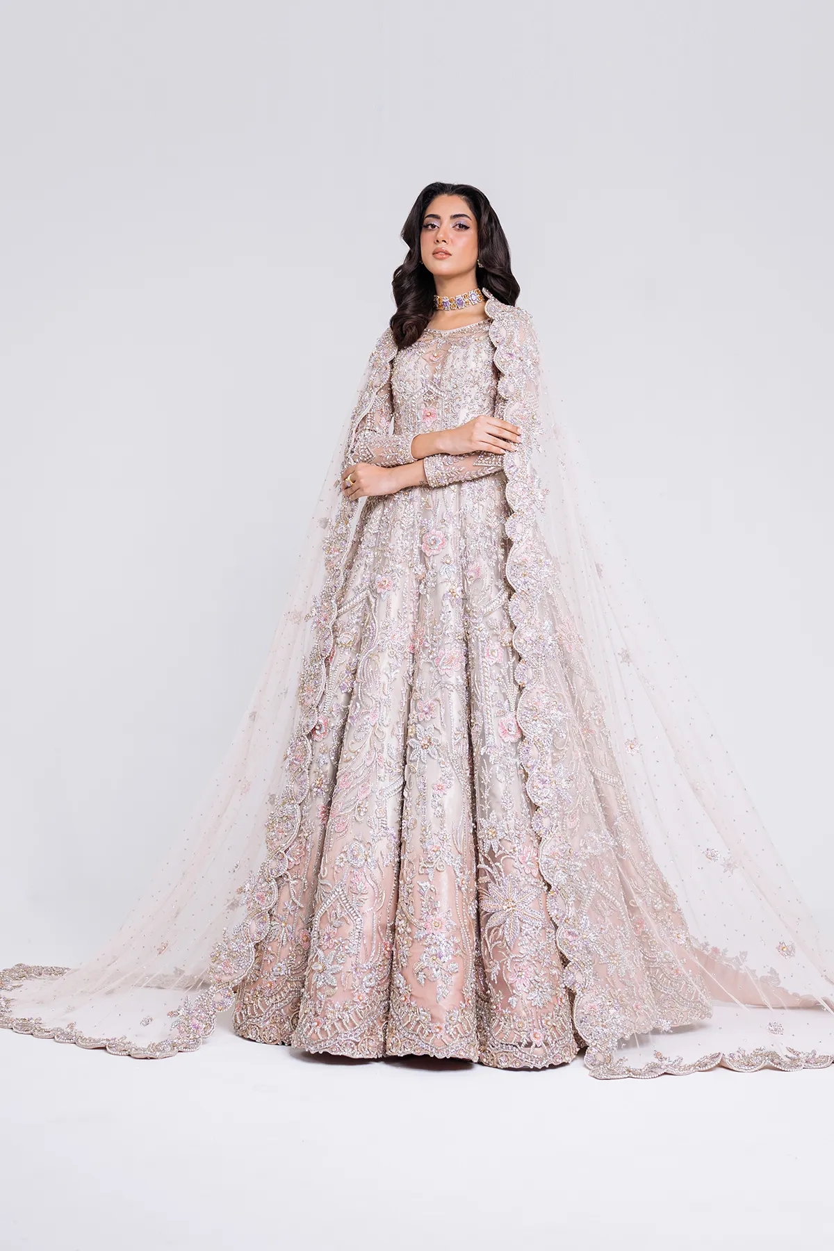 Pakistani Bridal Dress in Wedding Gown Dupatta Style