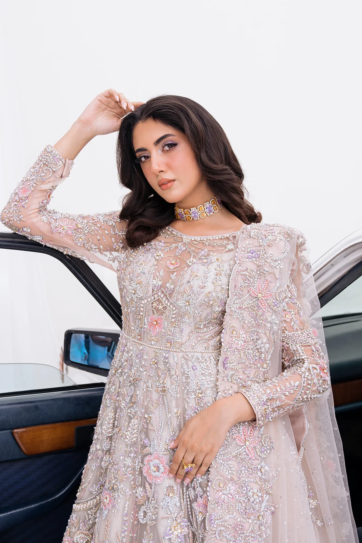 Pakistani Bridal Dress in Wedding Gown Dupatta Style