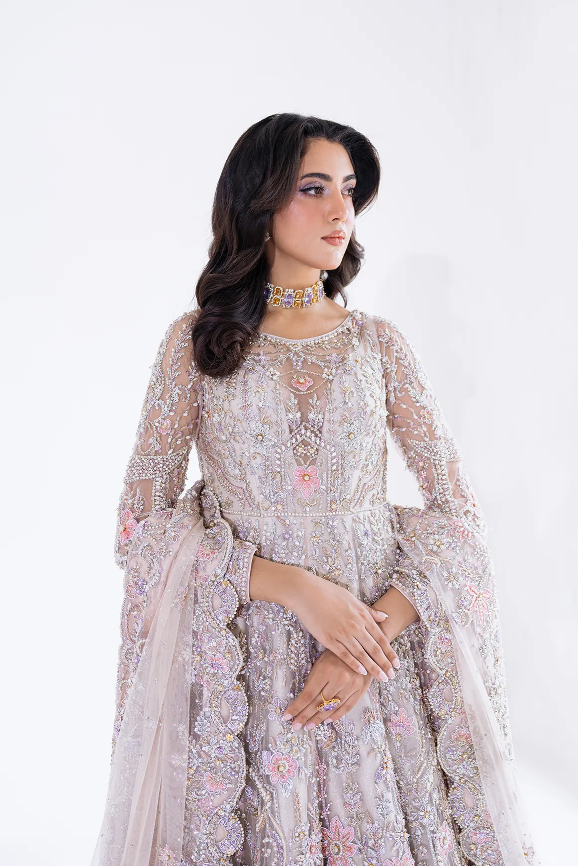 Pakistani Bridal Dress in Wedding Gown Dupatta Style