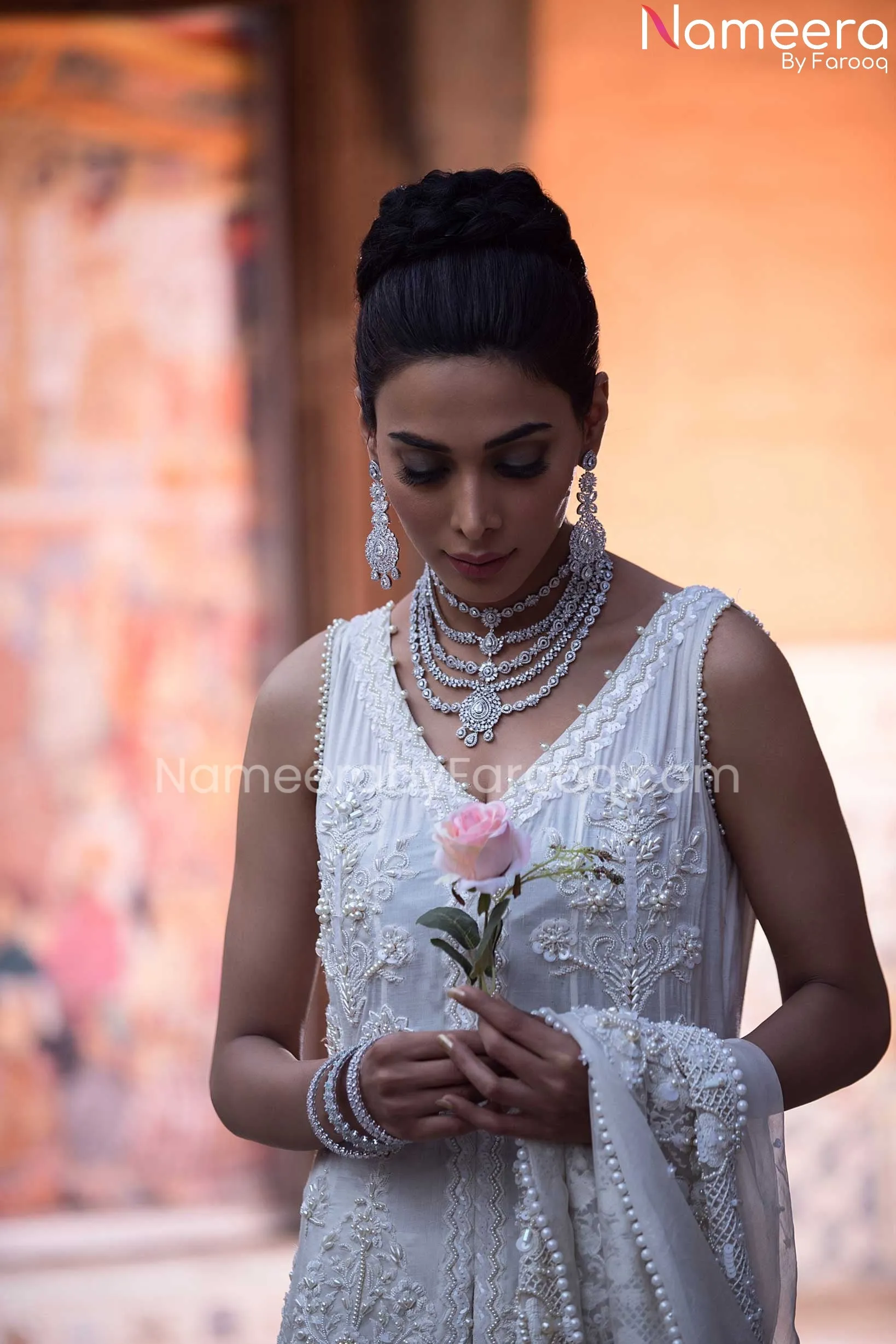 Pakistani Bridal Gown with Gharara and Dupatta #BS556