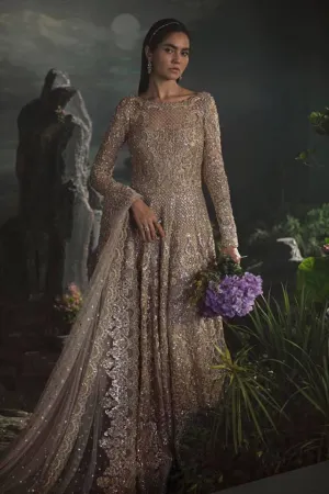 Pakistani Bridal Lehenga Designs in Embellished Heavy Hand Needle Work for Bridal Wear in White Lehenga for Wedding #BN948