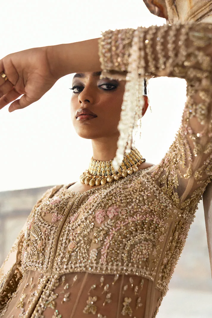 Pakistani Bridal Outfit in Lehenga and Open Gown Style