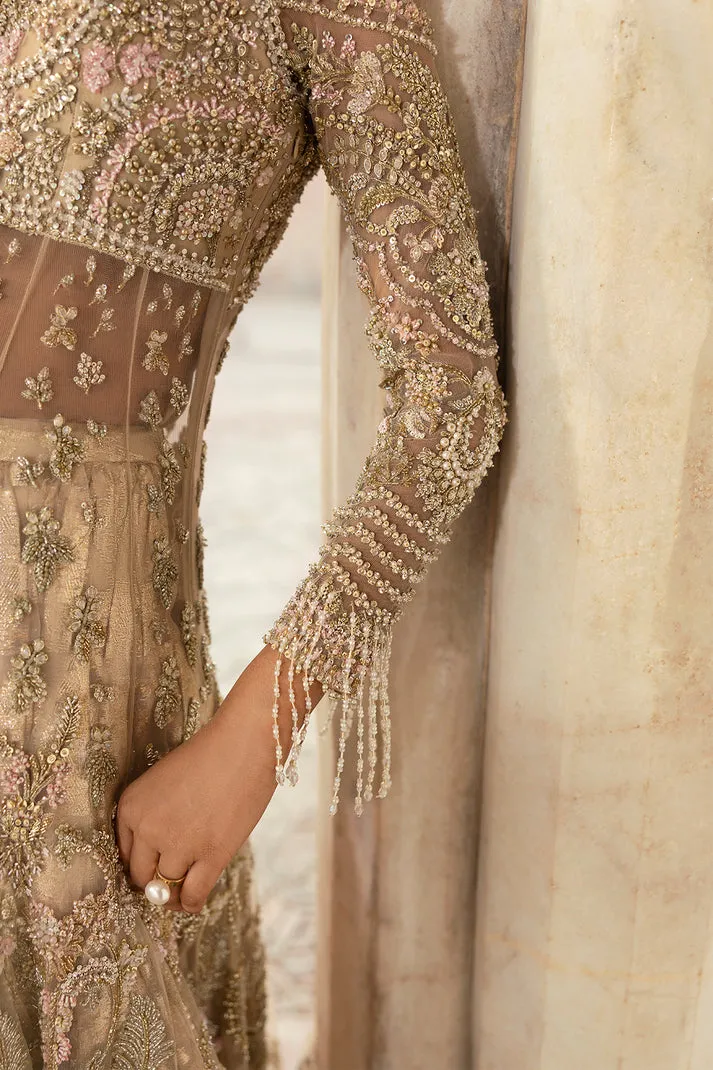 Pakistani Bridal Outfit in Lehenga and Open Gown Style