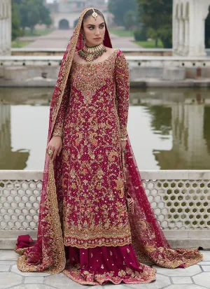 Pakistani Red Golden Lehenga Kameez for Bride