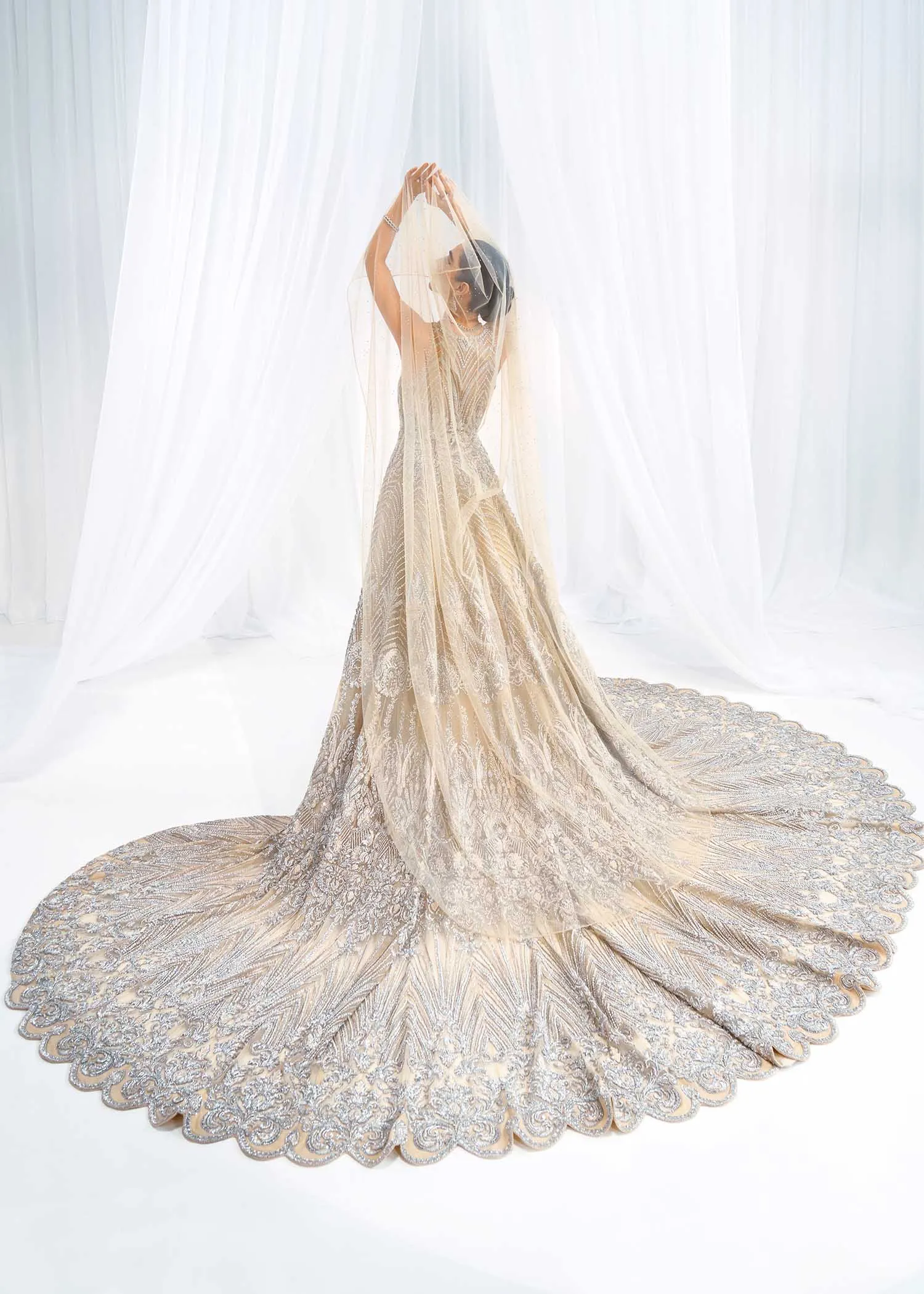 Pakistani Wedding Dress in Bridal Gown Dupatta Style