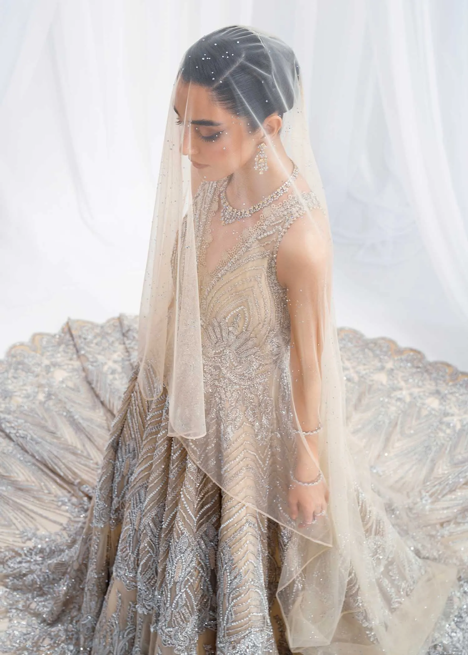 Pakistani Wedding Dress in Bridal Gown Dupatta Style