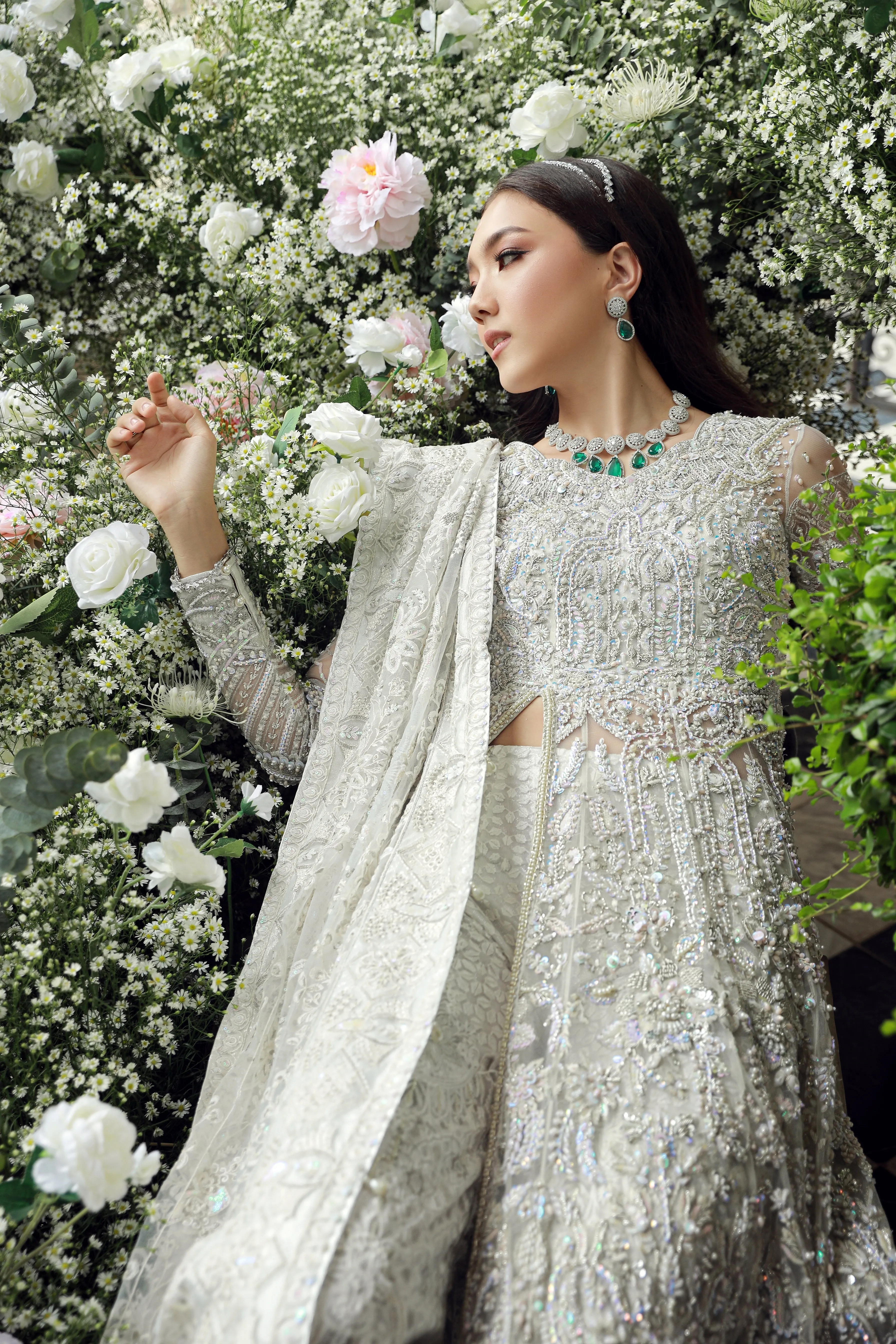 Pakistani Wedding Dress in Embellished Net Gown Style