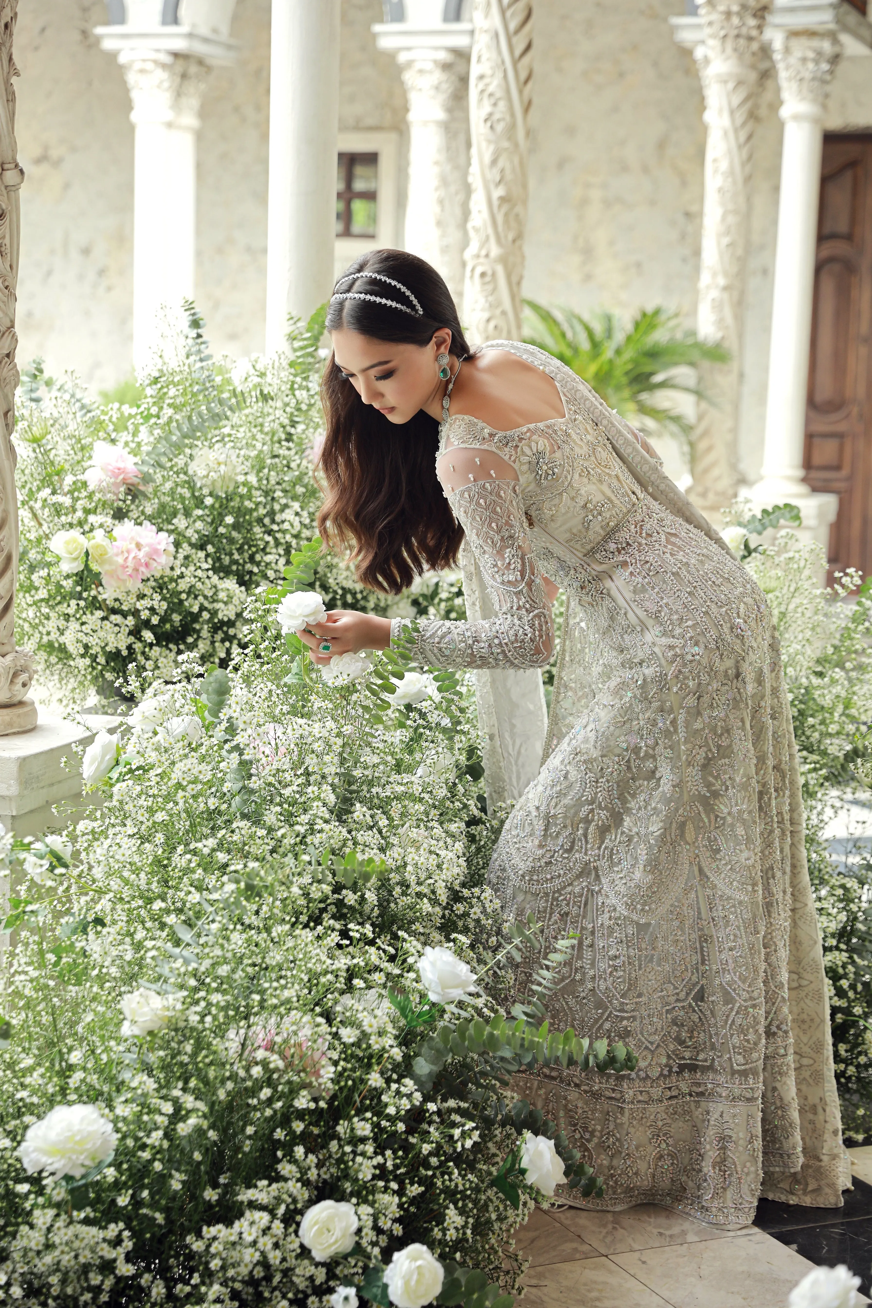 Pakistani Wedding Dress in Embellished Net Gown Style
