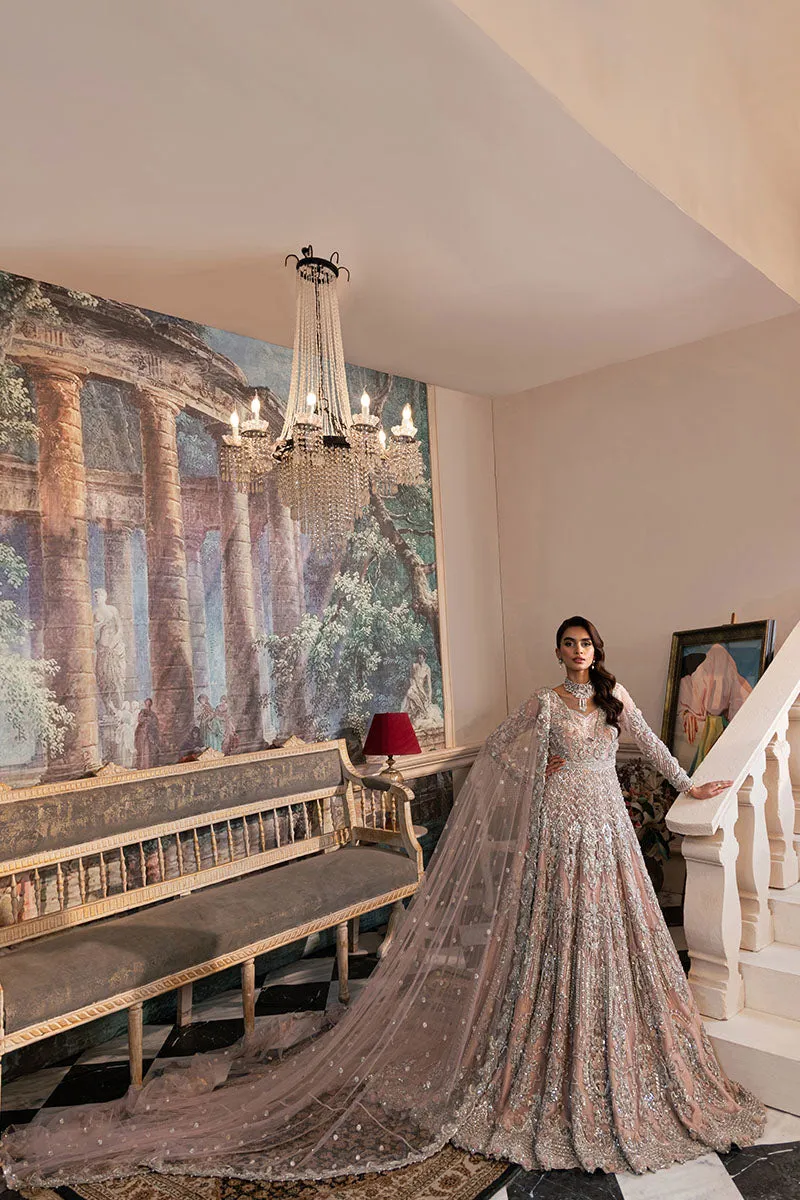 Pakistani Wedding Dress in Pink Bridal Gown Veil Style
