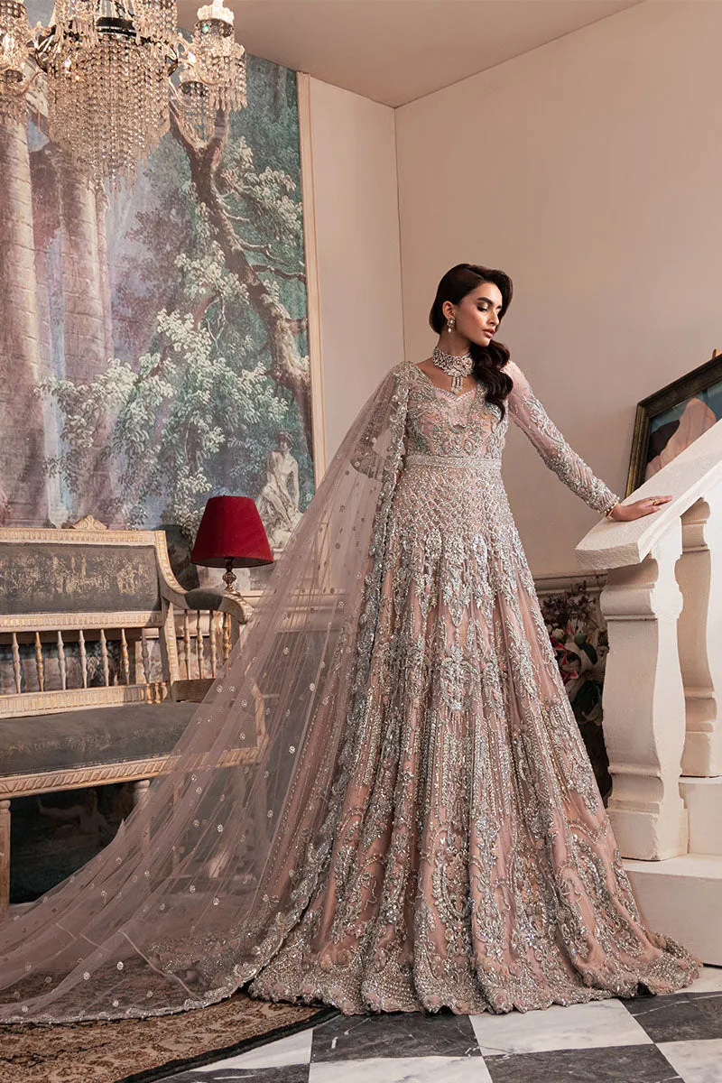 Pakistani Wedding Dress in Pink Bridal Gown Veil Style