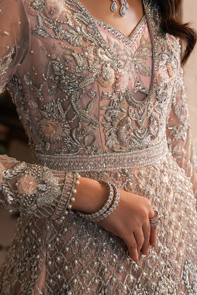Pakistani Wedding Dress in Pink Bridal Gown Veil Style