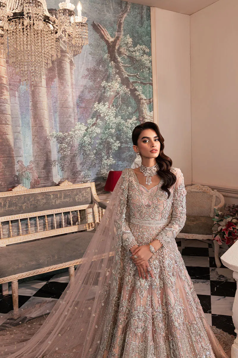 Pakistani Wedding Dress in Pink Bridal Gown Veil Style