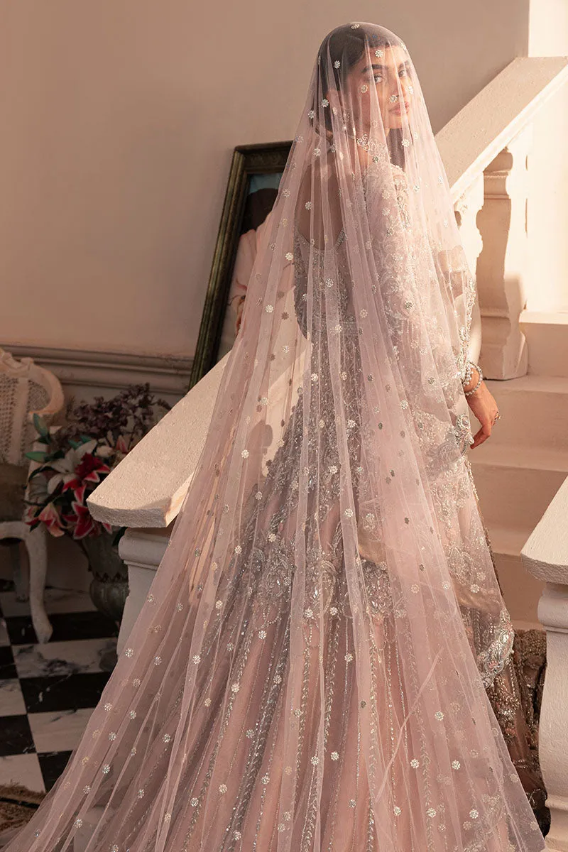 Pakistani Wedding Dress in Pink Bridal Gown Veil Style