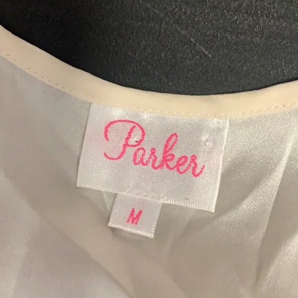 PARKER size S black and cream silk top mini dress in excellent condition