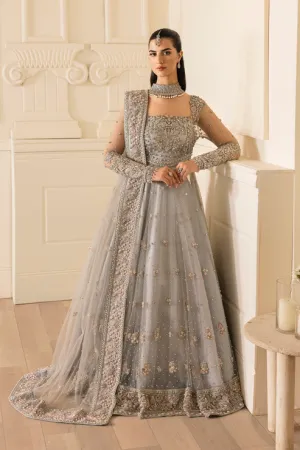 Pastel Blue Pakistani Bridal Dress in Gown Lehnga Style