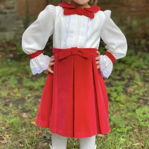 PATACHOU RED & WHITE VELVET DRESS