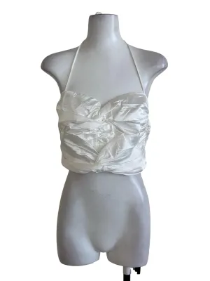Pearl White Plain Satin Top