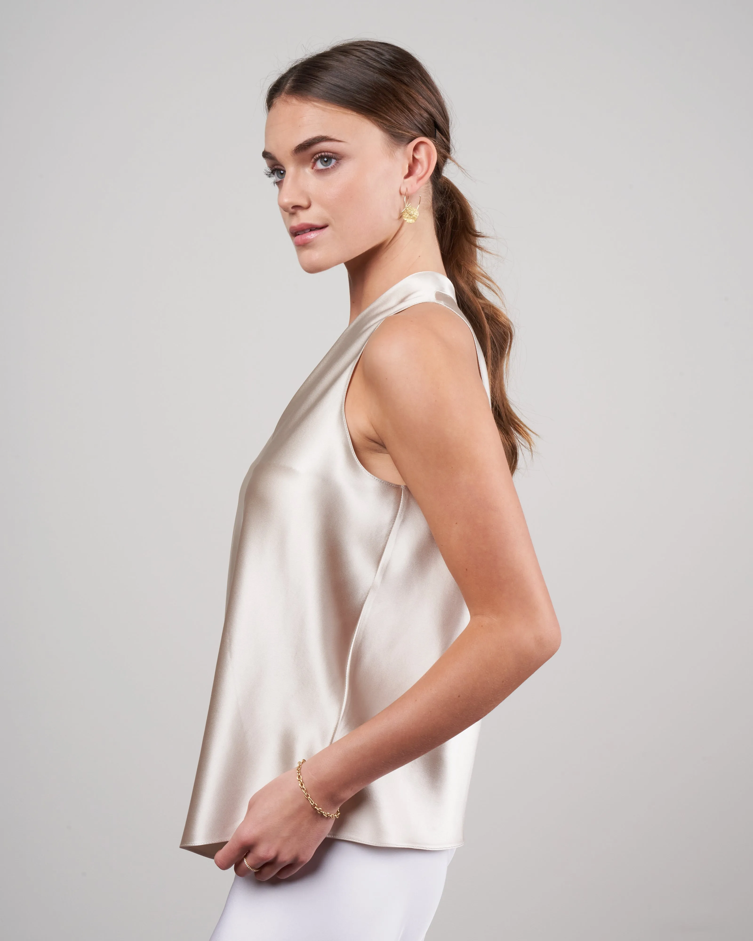 peter cohen tux tank satin - ecru satin