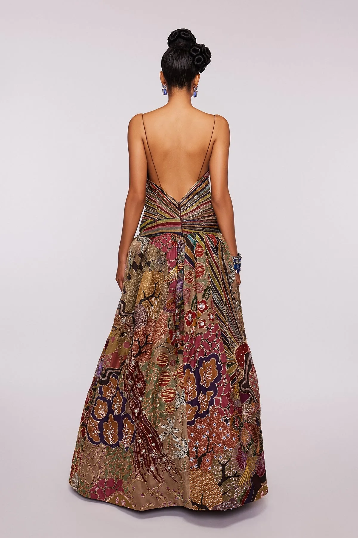 Pink Dudes Divergence Organza Printed And Embellished Gown