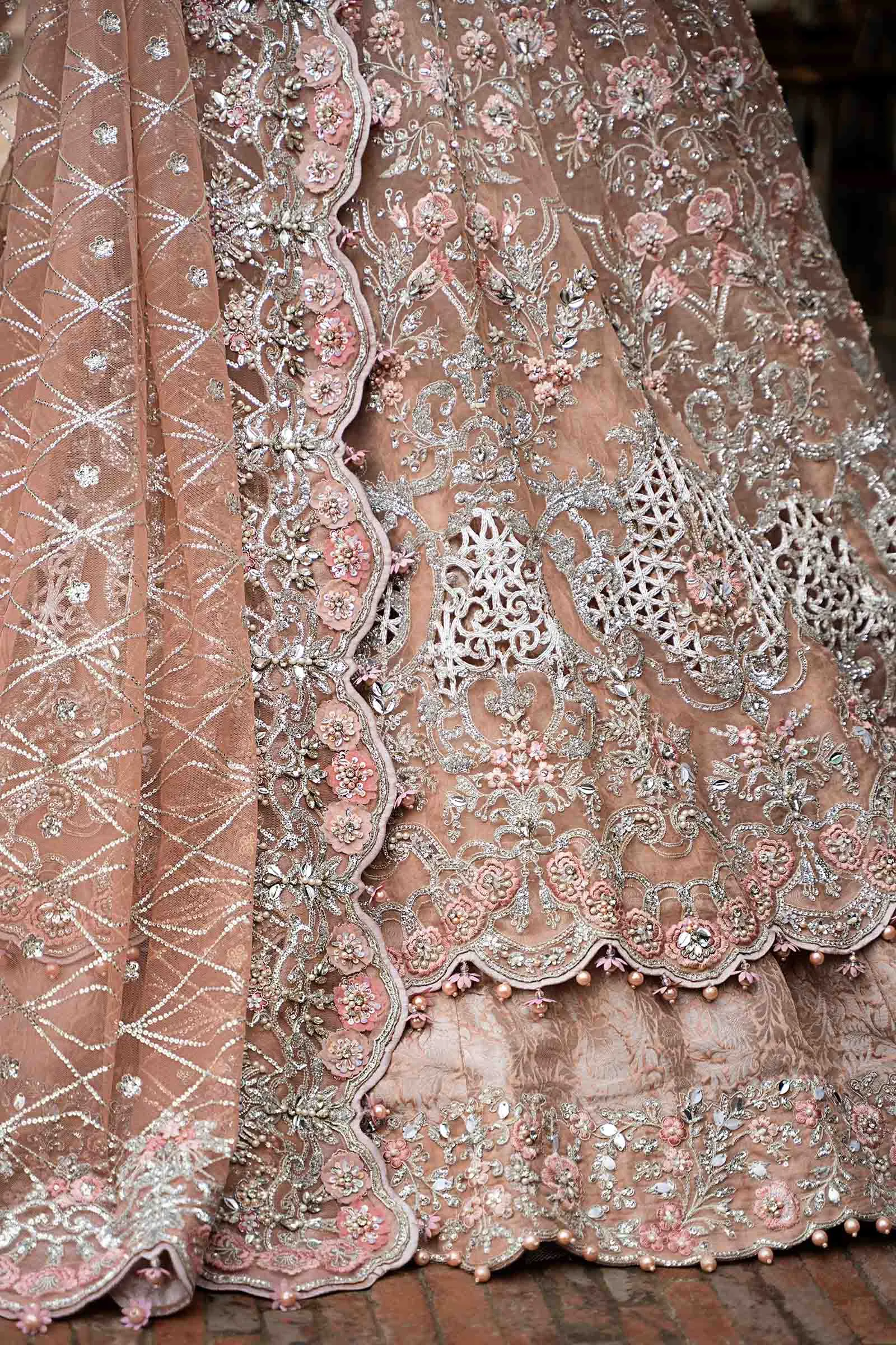 Pink Pakistani Bridal Dress in Frock and Lehenga Style