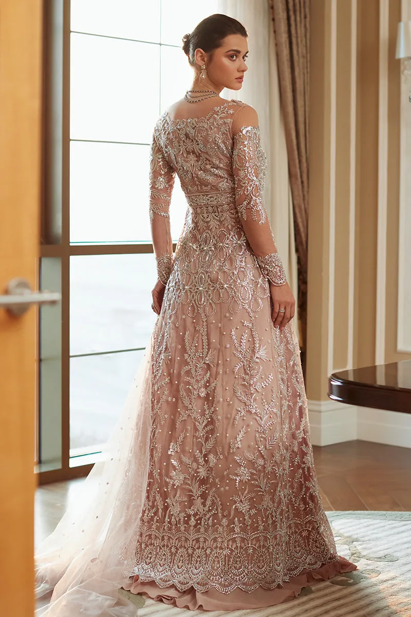 Pink Pakistani Bridal Dress in Gown and Sharara Style