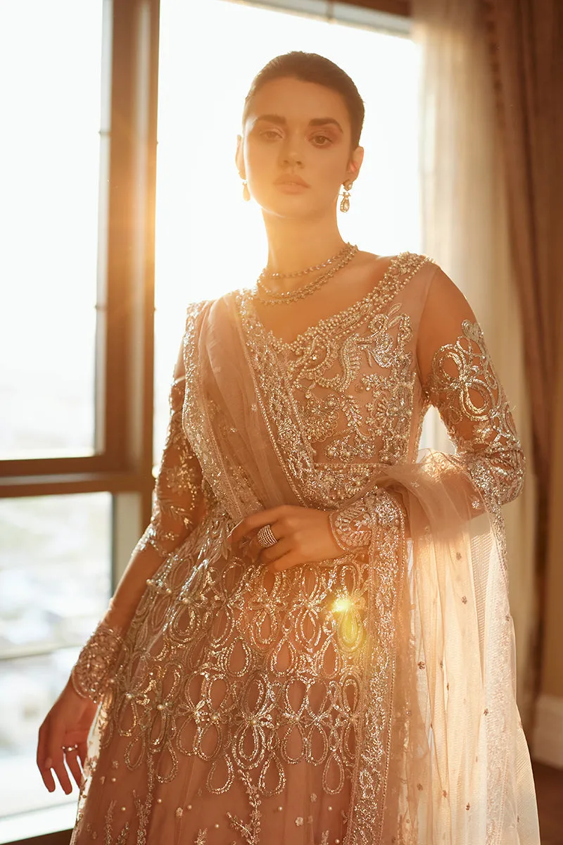 Pink Pakistani Bridal Dress in Gown and Sharara Style