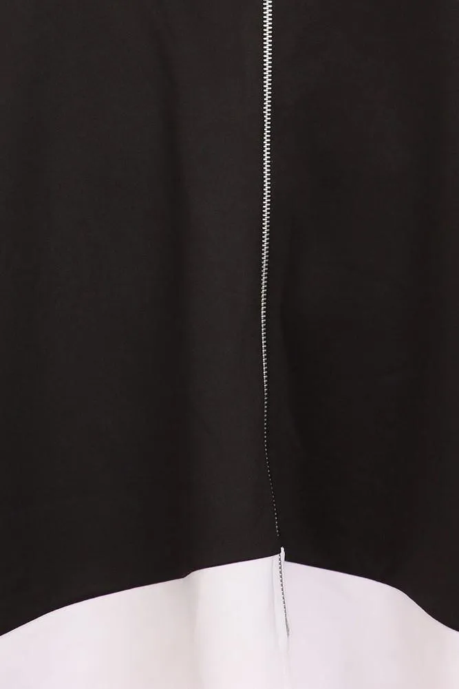 Plus Size Color Block Black A line Dip Hem Dress