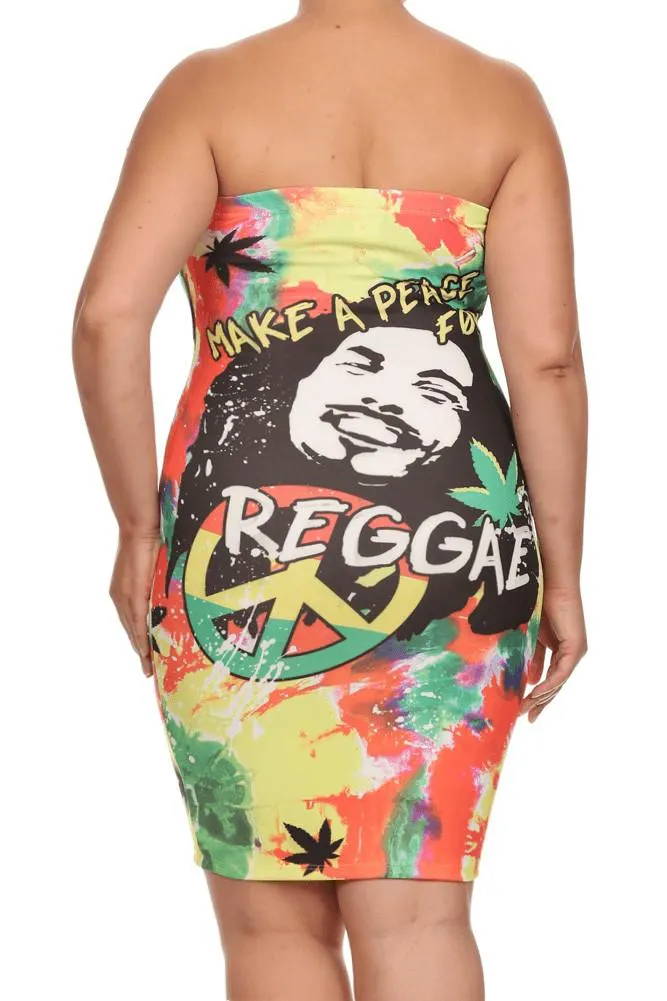 Plus Size For Peace Reggae Graphic Print Dress