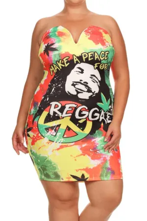 Plus Size For Peace Reggae Graphic Print Dress