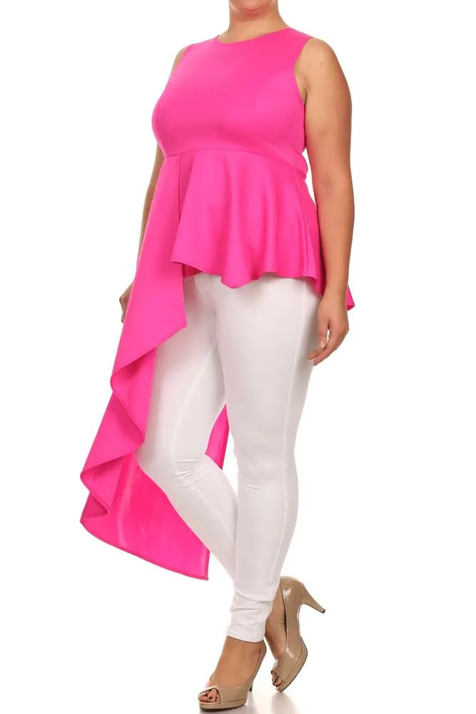 Plus Size Gala Asymmetrical Pink Maxi Shirt Dress