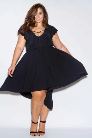 Plus Size Glam Ruffle High Low Dress