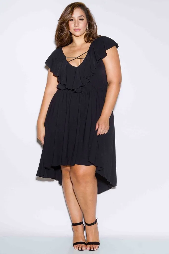 Plus Size Glam Ruffle High Low Dress