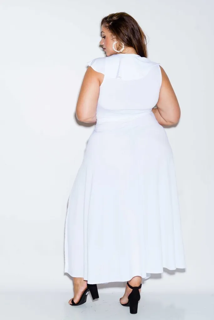 Plus Size Glam Ruffle Sexy Lace Up Maxi Dress