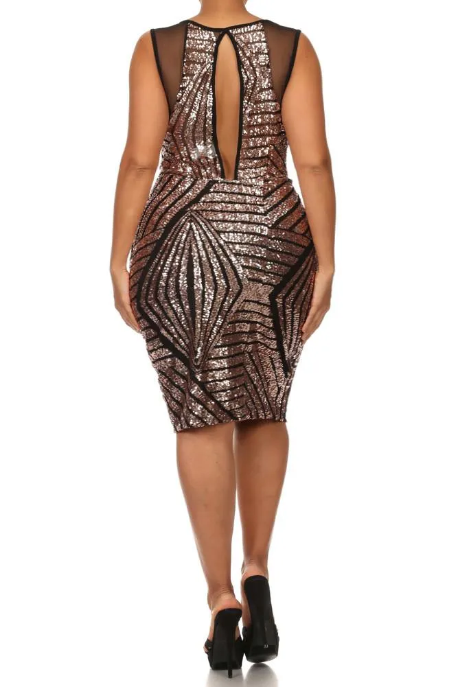 Plus Size Sequin Bombshell Mesh Dress