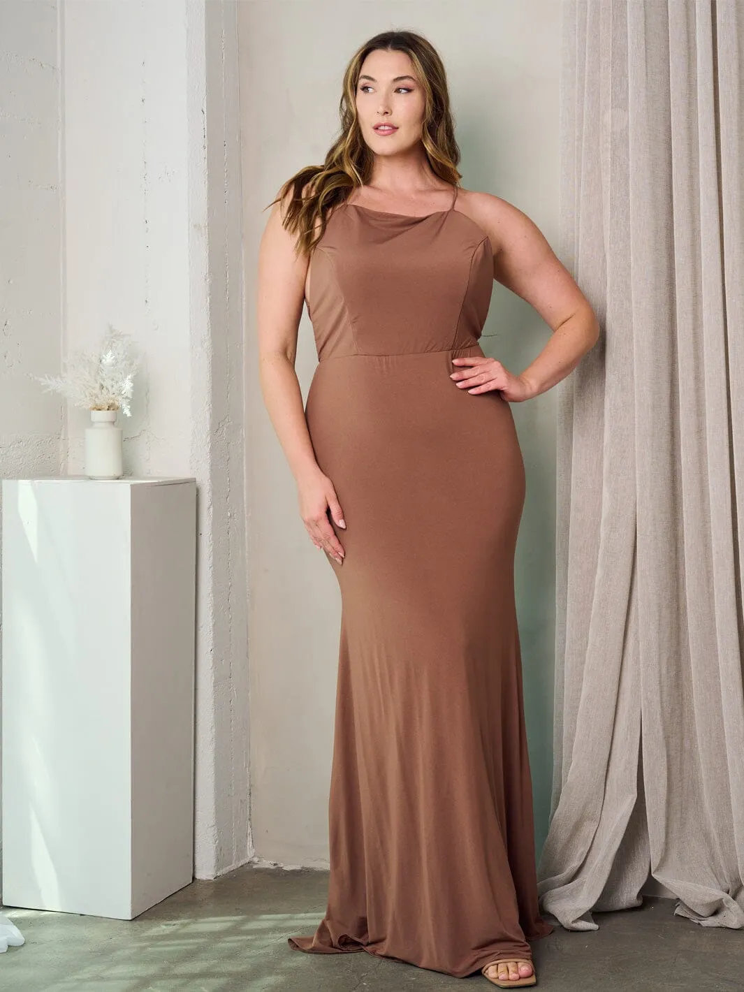 PLUS SIZE SLEEVELESS OPEN BACK BODYCON MAXI DRESS